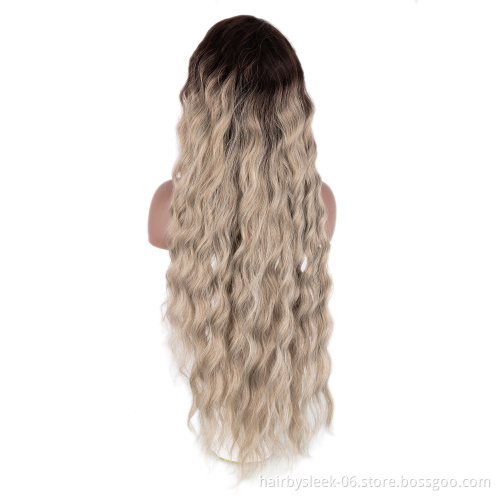 38 inches long natural fashion color wholesale hair wigs for black women High Temperature synthetic hair deep wave headband wig